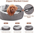 MIXJOY Dog Beds for Large Medium Small Dogs, Rectangle Cave Hooded Blanket Puppy Bed, Luxury Orthopedic Cat Beds for Indoor Cats, Warmth and Machine Washable (35 inches, Grey)