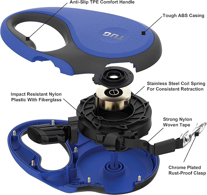 TUG 360° Tangle-Free Retractable Dog Leash with Waste Bag Dispenser (Small, Blue)