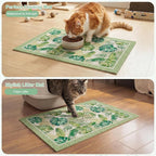 Glittme Cat Litter Mat with Non-Slip Bottom Litter Box Mat 33"X22" Litter Trapping Mat Easy to Clean Washable Cat Food Mat for Kitty,L