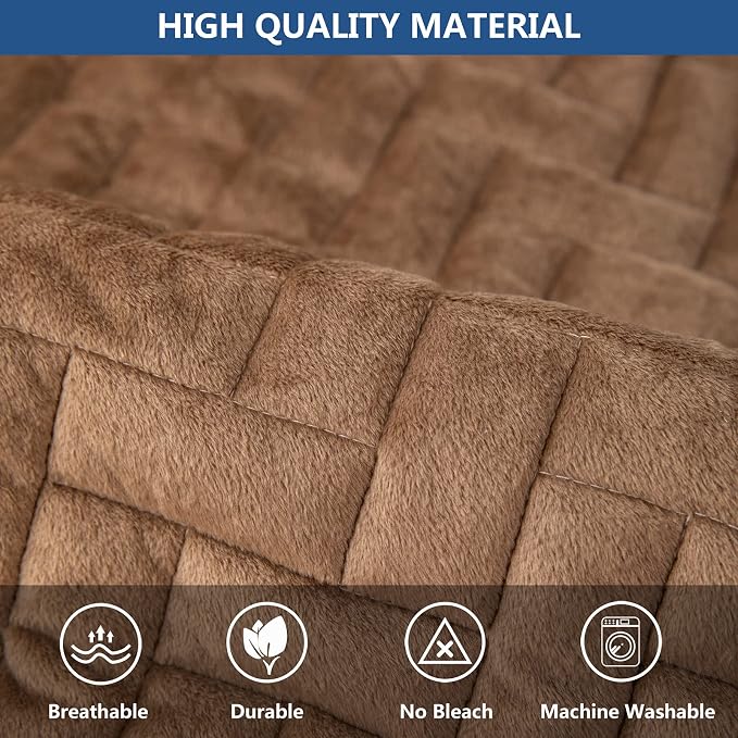 Eismodra Couch Cover,Sectional Couch Covers,Sofa Covers for 3 Cushion Couch,Anti-Slip Sofa Slipcovers for Dogs Cats Kids Loveseat Recliner L Shaped Armrest Backrest,Brown 43''x94''(Only 1 Piece)