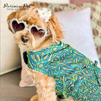 Parisian Pet Tribal Dog Dress - Summer Clothes for Small Dogs Girl - Ruched Waist Pet Dress - Stylish Printed Beach Dog Outfit - Lightweight Puppy Clothes - Sleeveless Dresses for Dogs