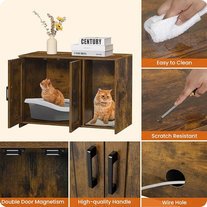 Dwanton Litter Box Enclosure, Wooden Cat Washroom Indoor, 27.6", 107VV