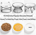 Cat Food Bowls, Whisker Friendly Ceramic Cats Bowls with Nonslip Silicone Base, Pack of 6 Quiet Dishes and Plates for Feeding Indoor Cats, Kittens and Small Dogs(Fishbone+Cat Paw,Shallower)