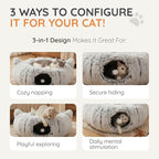 3-in-1 Cat Tunnel Bed – Cat Tunnels & Cat Beds for Indoor Cats with Catnip Toys – Cat Bed Cave & Peekaboo Cat Hideaway – Foldable Interactive Cat, Kitty & Kitten Toys