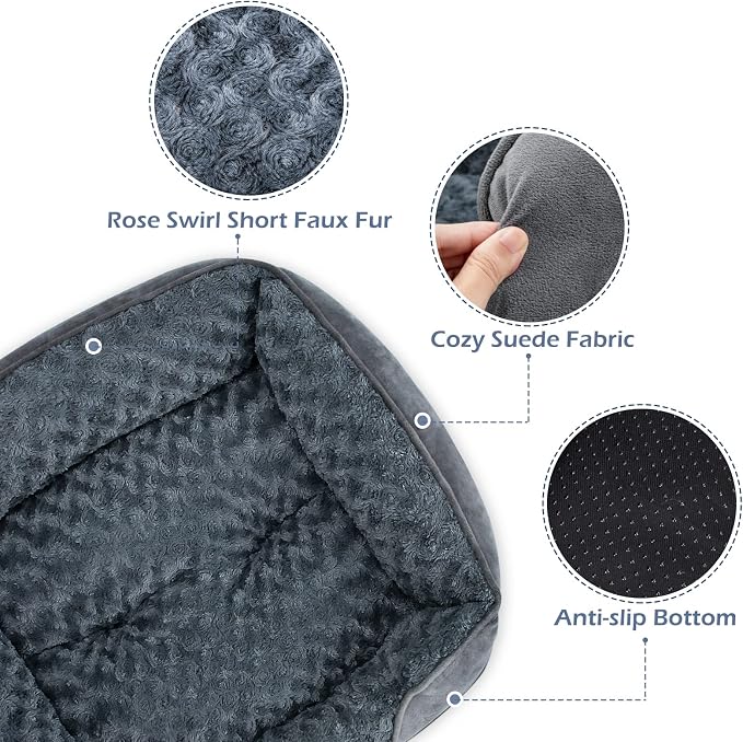 INVENHO XX-Large Dog Bed for Large Medium Small Dogs, Rectangle Washable Dog Bed, Orthopedic Dog Bed, Soft Calming Sleeping Puppy Bed Durable Pet Cuddler with Anti-Slip Bottom XXL(42"x30"x10")