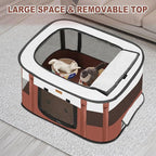Dog Playpen - Foldable Cat Play Pens for Pubby,Kitten, Rabbit,Portable Pet Tent with Carring Bag for Indoor/Outdoor Travel Camping (Brown-Large)
