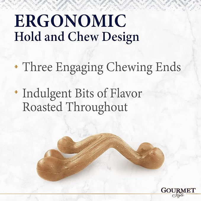 Nylabone Strong Chew Gourmet Style Wishbone Dog Chew Toy, Chicken Flavor | Small breeds, durable chew toys, long lasting, easy-hold shape, helps clean teeth, for dogs up to 25 lbs