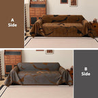 Couch Cover Washable for Dogs, Chenille Loveseat Sofa Covers Pet Friendly Marble Patterned Couch Covers Thick Dark Brown Soft Slipcover, 71" x 118"