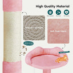 DUMOS 54 Inch Cat Tree Tower with Scratching Posts, Pink | Multi-Level Pet House for Large Cats with 2 Condos, Scratching Posts, Round Platform, Small Ladder and Toys