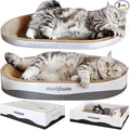 miwoowim 23.6" Extra Large Cat Scratcher Bed & Box Set, Oval Lounge Bowl | Includes 2 Oval Shape Beds & 1 Box with corrugated cardboard Scratch pad. Perfect for big cats and multi-cat households.