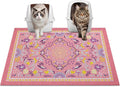 Glittme Cat Litter Mat with Non-Slip Bottom Litter Box Mat 33"X22" Litter Trapping Mat Easy to Clean Washable Cat Food Mat for Kitty,L