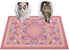 Glittme Cat Litter Mat with Non-Slip Bottom Litter Box Mat 33"X22" Litter Trapping Mat Easy to Clean Washable Cat Food Mat for Kitty,L