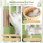 Globlazer F66 Cactus Corner Cat Tree, 66in Multi-Level Climbing Tower | Kitty Condos Cat Scratching Tower for Indoor Multiple Cats with Large Platform, 3 Cat Caves, Hanging Basket