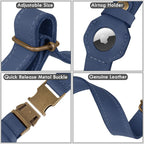AirTag Dog Collar - Genuine Leather Dog Collar with Apple AirTag Holder and Metal Buckle - Smart GPS Tracking Pet Collars (Smoky Blue, S, 12"-15" Neck Fit) (Smoky Blue, XS, 9"-12" Neck Fit)