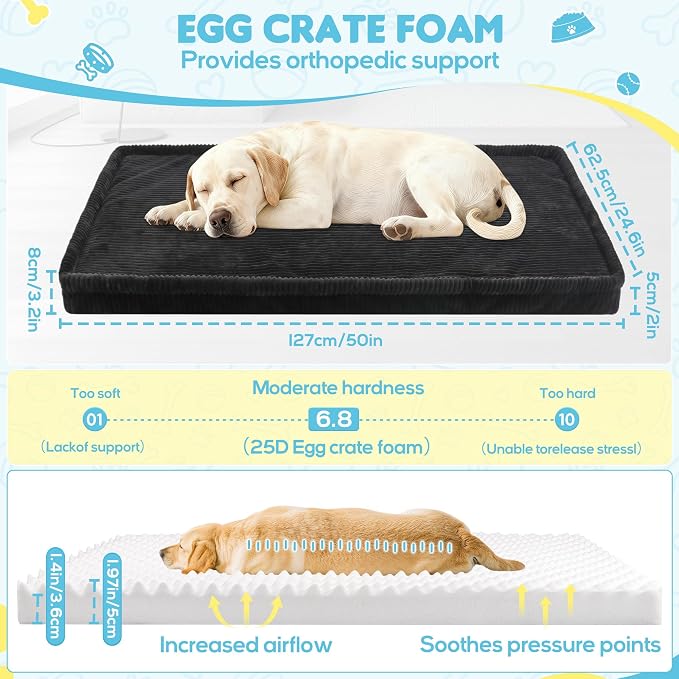 Loiion Dog Car Bed, Non-Slip Backseat Extender Pet Mat 50"x24.6" | Removable, Washable Dog Bed With Waterproof Liner Protects Car Seats, Anti-Slip Travel Bed For Dogs