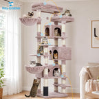 Hey-brother Cat Tree, 74 inches Multi-Level XL Large Cat Tower for Indoor Cats with Three Cat Condos, Two Large Top Decks and Cat Hairbrushfor Kittens, Cats and Pets,Muchroom MPJ035-MMU