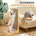 Cardboard Cat Scratcher for Indoor Cats, 26.8 Inch L Shaped Vertical Cat Scratching Board with Ball Cat Toy, Large Cardboard Cat Scratcher Pad