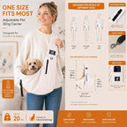 Pet Sling Carrier for Small Dogs and Cats 5-20lbs, Dog Sling with Adjustable Depth, Breathable Air Mesh Puppy Travel Bag, Water Resistant Fabric, Double Safety Leash, Machine Washable,Apricot
