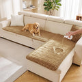FUANGUI 2 Pack Waterproof Couch Cover for Dogs Pets Sofa Protector | Non-Slip Washable Fuzzy Soft Sofa Slipcover for 2 PCS L Shaped Sofa Pet Friendly, 27.6" x 59.1"+27.6" x 70.9", Camel