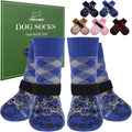 EXPAWLORER Dog Socks for Hot Pavement Summer to Prevent Licking Paws, Anti Slip Doggie Booties Grippy Shoes for Hardwood Floors, Boots & Paw Protectors for Small Medium Large Senior Dogs Blue XS