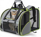 Lekereise Expandable Cat Backpack Carrier for Cats and Small Dogs up to 18 lbs, Widened Interior with 30% More Bottom Space, Rear Expansion up to 80% More Space, Breathable Mesh, Sun Shade, Grey