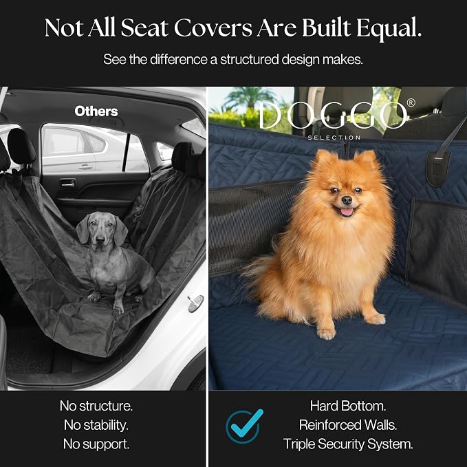 Dog Car Seat for Small & Medium Dogs up to 35 lbs – Hard Bottom Booster with Safety Tether, Non-Slip Waterproof Oxford Fabric, Storage Pockets, Fits Cars, SUVs & Trucks (Blue, Up to 35 lbs)