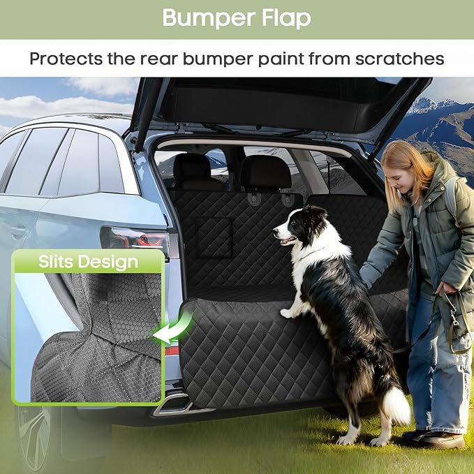 SUV Cargo Liner for Dogs, Waterproof Pet Trunk Cover for SUVs | with Bumper Flap Protector, Scratchproof Non-Slip 600D Oxford Fabric, Machine Washable