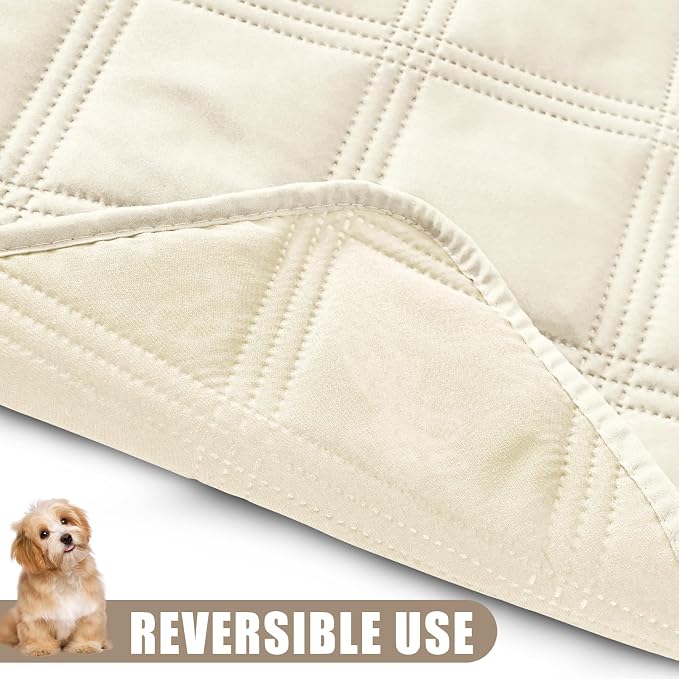 Smiry Waterproof Dog Bed Cover, Reversible Pet Blanket for Sofa Couch | Soft Washable Dog Blanket, Leakproof Couch Cover for Dogs Cats & Furniture Protection, 40x70, Beige/Beige