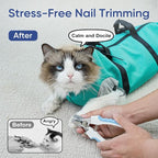 Cat Carrier Pouch, Soft Cat Grooming Restraint Bag for Vet Visits, Nail Trimming,Dental Care & Medication, Comfortable Cats Carry Bag with Bottom Support for Car Travel,Green S(4-10lbs)