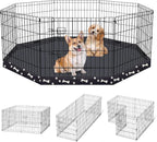 Peekaboo Dog Playpen 24 Inch, 8 Panel Metal Pet Fence with Bottom Pad | Playpen + printing pad，8 Panel Foldable Rustproof Pet Playpen,Climate Pledge Friendly Choice