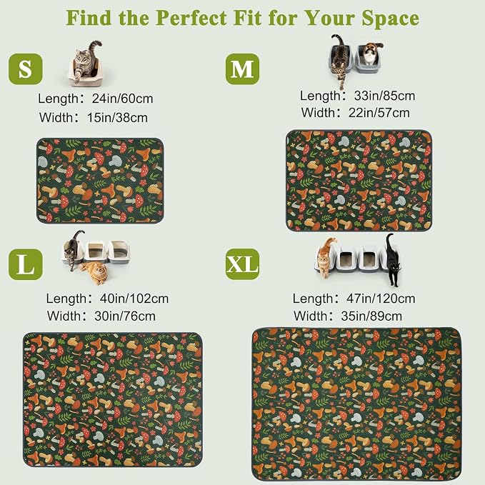 Unicorn Catcher 33"x22" Cat Litter Mat Machine Washable Litter Trapping Pad | Kitty Paw Friendly Padding With Breathable 3D Air Mesh Technology And A Non-Slip Base To Keep Home Floors Debris-Free