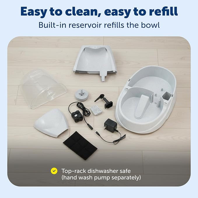PetSafe Drinkwell Platinum Cat Fountain, Includes 12 Carbon Filters | 168 Oz Capacity, Falling Stream Encourages Drinking, Adjustable Flow, Top-Shelf Dishwasher Safe, 12 Filters Included
