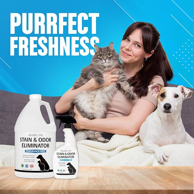 NonScents Stain & Odor Eliminator - For Dog and Cat Urine - 1 Gallon | Fragrance-free, Dog pee carpet cleaner, Pet odor remover, Cat Urine Destroyer - Carpet cleaner