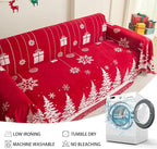 Christmas Couch Cover for Sectional Sofa, Chenille Loveseat Red Sofa Covers Washable for Pet Friendly Cedar Decorative Couch Covers, 71" x 102"