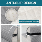 Turquoize 100% Waterproof Futon Cover Futon Slipcover Washable Armless Sofa Bed Slipcover Protector Seat Width Up to 70" with Adjustable Elastic Strap Anti-Slip for Dogs, Dove Gray