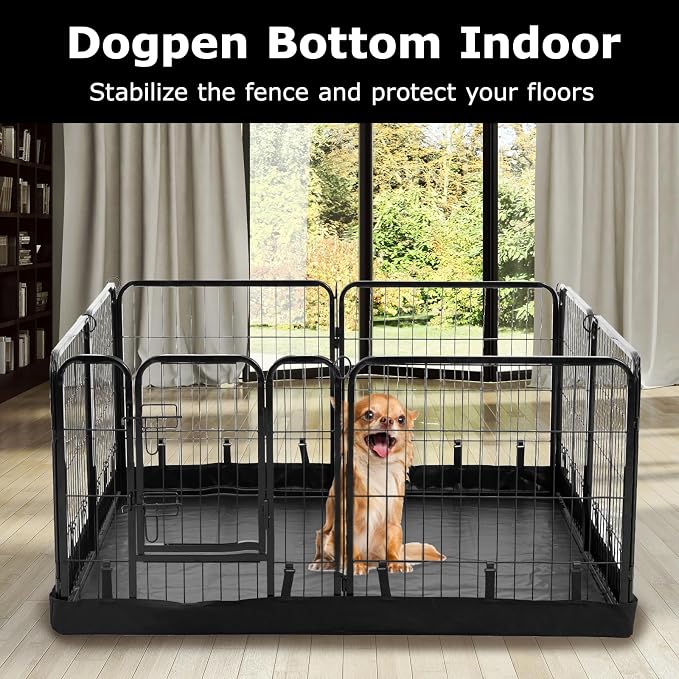 PJYuCien Square Playpen Bottom Pad for 32'' Width 8 Panel Pen, Black | Protect Floor, Easy to Move and Clean, Perfect for Puppy, Duck, and Other Small Animals, Hook Connect