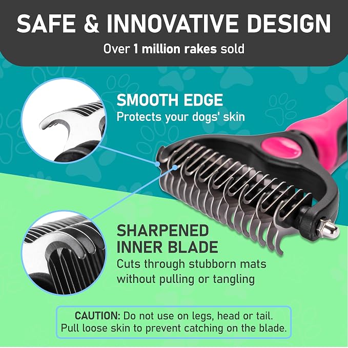 Maxpower Planet Hair Brush - Double Sided Shedding, Dematting Undercoat Rake for Dogs, Cats - Extra Wide Dog Grooming Brush, Pink | Pink, Deshedding & Dematting, Extra-Wide Double-Sided Comb, Long-Haired Coats, Reduces Shedding, Original Design