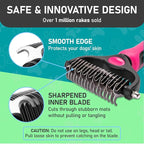 Maxpower Planet Hair Brush - Double Sided Shedding, Dematting Undercoat Rake for Dogs, Cats - Extra Wide Dog Grooming Brush, Pink | Pink, Deshedding & Dematting, Extra-Wide Double-Sided Comb, Long-Haired Coats, Reduces Shedding, Original Design