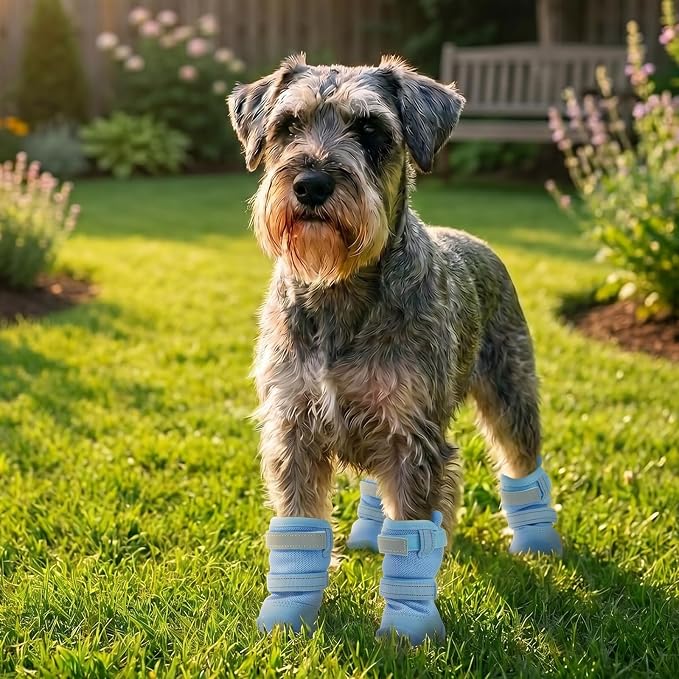 Breathable Hot Pavement Dog Shoes for Small & Medium Dogs(Blue, 1# | Adjustable Double Strap and Non-Slip Dog Boots Paw Protectors for Walking Running Hiking, Soft Comfortable Safe Easy to Wear