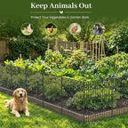 No Dig Garden Fence Outdoor for Yard, 40in (H) x 11.8ft(L) | 5 Panels Animal Barrier Fence, Rustproof Metal Temporary Dog Fence, Decorative Fencing for Patio, Flower Bed