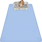 Silicone Cat Litter Mat for Litter Box 40”x28” Large Cat Mat, Blue | Waterproof, Non-Slip, Leak-Proof Rug Mat with Lip, Easy to Clean, Extra Large Litter Catcher Mat for Floor