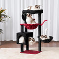 Heybly Cat Tree, 40" Tower with All-Sisal Wrapped Scratching Post HCT006SBR | Cat Tower for Indoor Cats, Cat Condo with Soft Platform, 2 Baskets and Dangling Toy, Black and Red