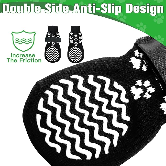 EXPAWLORER 6Pcs Anti Slip Dog Socks to Prevent Licking Paws, Dog Shoes for Hot Pavement Double Sides Dog Boots & Paw Protectors Booties for Hardwood Floors with Grip Small Medium Large Senior Dogs, M