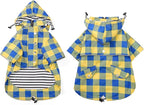 Dog rain Coat Waterproof Raincoat Puppy Jacket with Legs Buttons Zipper Hood Drawstring Fit for Yorkie Terrier Schnauzer Poodle Border Collie Labrador Golden Retriever 8lbs to 80lbs Yellow XL