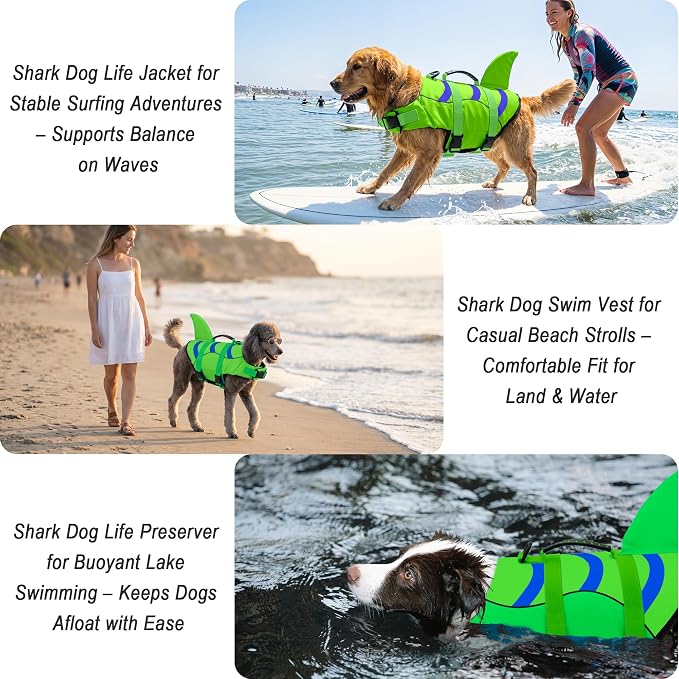 Fragralley Shark Fin Dog Life Jacket, High Buoyancy with Tear-Resistant Nylon of Dog Swim Vest, Pet Life Preserver for Small Medium Large Dogs, Puppy Float Vest for Swimming and Boating
