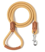 Mile High Life Dog Leash with Genuine Leather Handle, 6 FT/5 FT/4 FT | Leather Grip Rope Leash, Heavy Duty 360° Swivel Metal Clasp, for Small Medium & Large Dogs