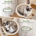 Globlazer S74G 74in Tall Cat Tree for Indoor Cats Large Adult, Light Grey | Sturdy Heavy Duty Cat Tree Tower for Multiple Cats with 7 Scratching Posts, 2 Spacious Condos, 2 Hanging Baskets