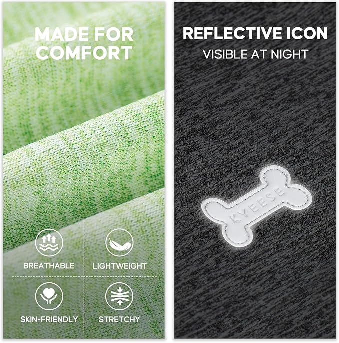 KYEESE 2Pack Dog Shirt, Lightweight Sun Protection Sleeveless Dog T Shirts for Medium Large Dogs, Breathable Pet Reflective Tank Top Summer Dogs Clothes for Outdoor Walking, Green+Grey, 2XL