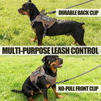 Service Dog Tactical Vest Harness and Leash Set Large Sized Dog Emotional Support- Tactical Dog Harness Training Collar with Name (Khaki, XL)