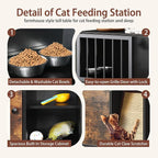 Dog Proof Cat Feeder Station – Elevated Feeding Table with Stainless Steel Bowls, Scratching Board & Storage Locker, Anti-Dog, Sturdy, Easy Assembly, Outdoor Wood Furniture